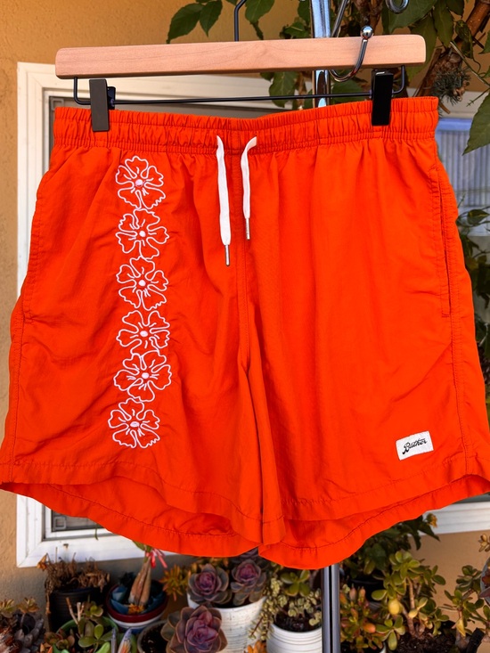 Bather Other - Bather Orange Swim Shorts Hawaiian Floral Embroidery Size Large